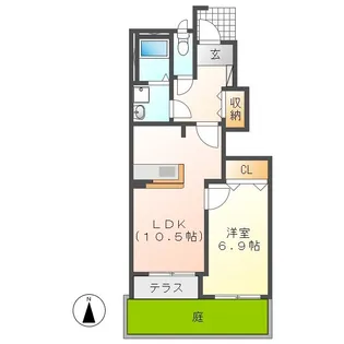 岐阜県恵那市長島町中野【アパート】の間取り