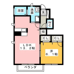ディアベルジュD棟【1階】の間取り