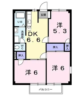 アミスターB【1階】の間取り