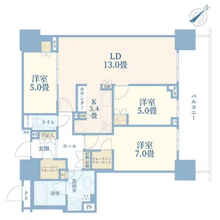 ブランズタワー豊洲【26階】の間取り