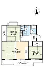 UR泉南尾崎【4階】の間取り