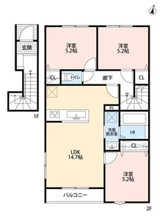 リーブルファインピアラシティ泉【2階】の間取り