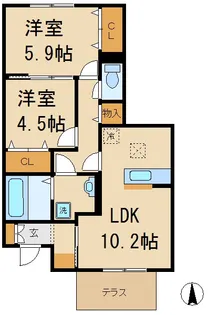 イーグレットD【1階】の間取り