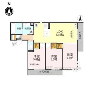 ルコアン堀川今宮【3階】の間取り