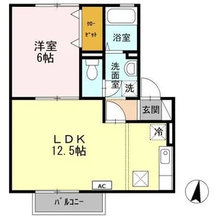 メルベーユ富の原 A棟【1階】の間取り