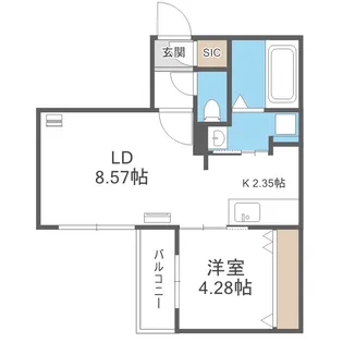 ビッグレジデンス環状通東【4階】の間取り