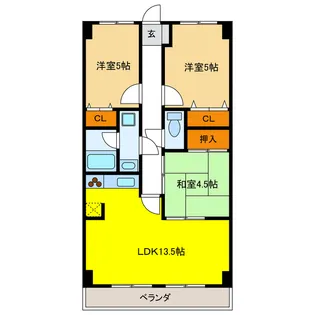 岐阜県羽島郡岐南町野中2【マンション】の間取り