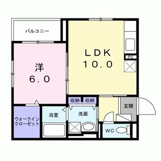 1LDKの間取り画像