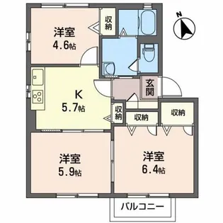 ハウス・パディD【2階】の間取り