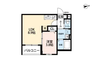 1LDKの間取り画像