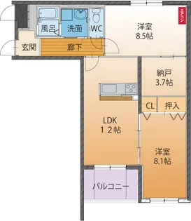 ラ・ペア 幸水【3階】の間取り