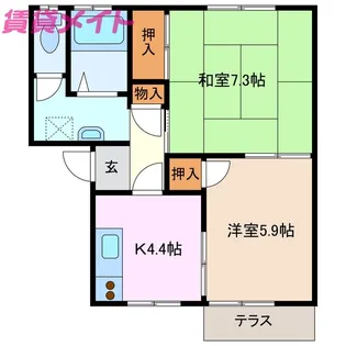 アミューズ花ノ木【1階】の間取り