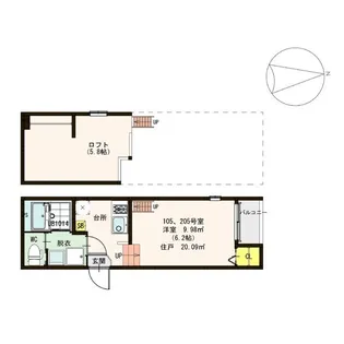 エトワール今里【2階】の間取り