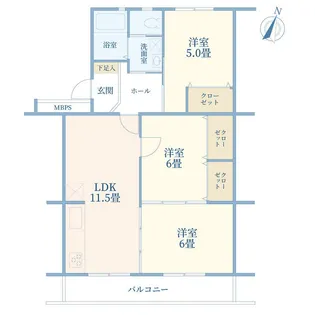 北浦和住宅 2号棟【4階】の間取り