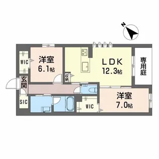 エステラス【1階】の間取り