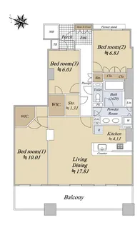 ヨコハマタワーリングスクエア【25階】の間取り