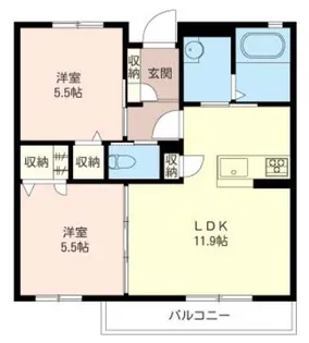シャンブルドゥシャームA【2階】の間取り