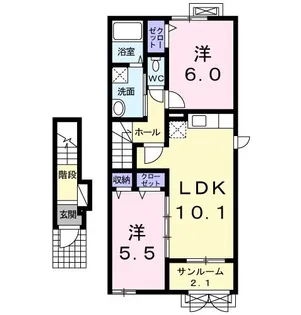 アンシャンテ・ル・シエル【2階】の間取り