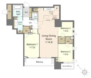 アネシア築地ステーションレジデンス【14階】の間取り