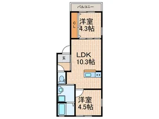 ウエスト魚住III【2階】の間取り