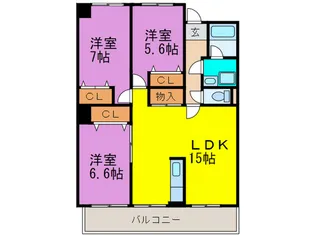 サンコーポ井尻【5階】の間取り