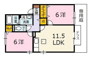 広島県広島市安佐北区落合2【アパート】の間取り