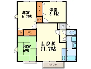 エトワール柏原IIB棟【2階】の間取り