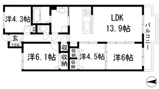 カルム伊丹緑ケ丘【4階】の間取り