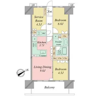 東京都清瀬市元町1【マンション】の間取り