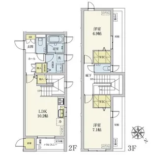 2LDKの間取り画像