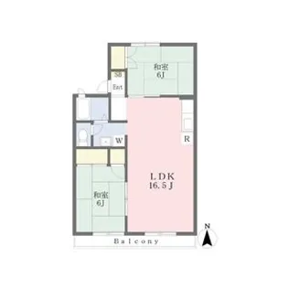 サンハイツB棟【2階】の間取り