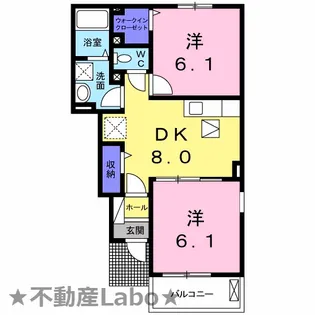 徳島県美馬市脇町大字猪尻【アパート】の間取り