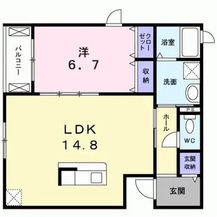 ハーフコート1番館【2階】の間取り