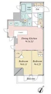 レジディア中目黒III【10階】の間取り