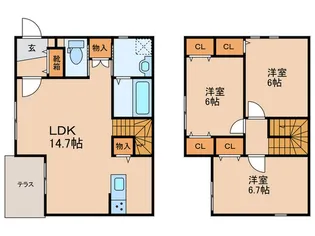 福岡県筑紫野市二日市北1【一戸建】の間取り