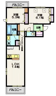 TWIN ROCKS N【1階】の間取り