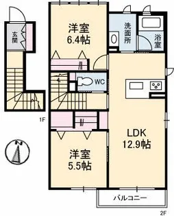 ブランプレサンジュ【2階】の間取り