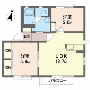 サンディアスB【1階】の間取り