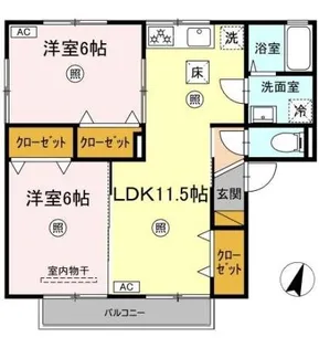 フラワーハイツ中野A【1階】の間取り