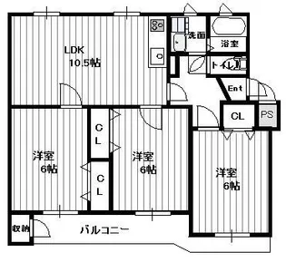 獅子ヶ谷ハイツ C棟【4階】の間取り