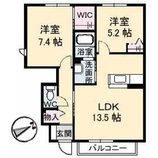 ブランドールユー【1階】の間取り