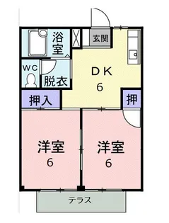 田胡ハイツ B【1階】の間取り