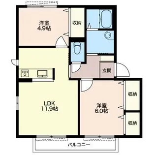 アルブル2番館【1階】の間取り