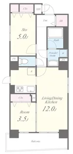 BLEU ET GRIS上町台【4階】の間取り