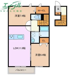 グリナージュ B【2階】の間取り