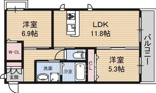 ファイブコート上野芝【3階】の間取り