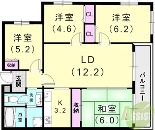 岡本山手フラッツ【3階】の間取り