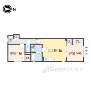 クリエオーレ天理【3階】の間取り