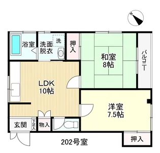 スカイハイツフジC【2階】の間取り