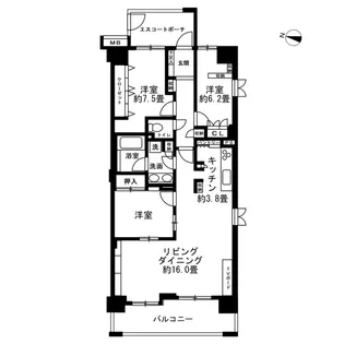 レイディアントシティ向ヶ丘遊園イタリア街区【8階】の間取り